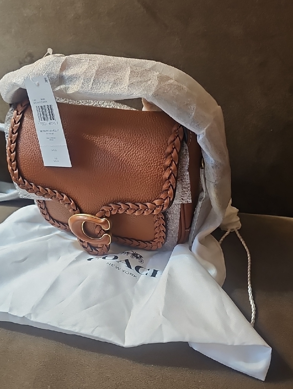 Coach Tabby Messenger 19 Burnished Amber Braided Leather Crossbody - Picture 3 of 8